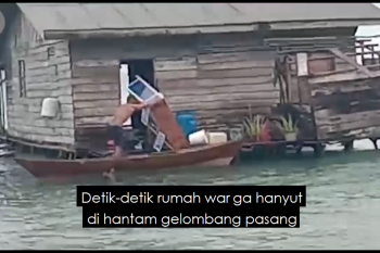 Rumah warga di Lingga hanyut terbawa gelombang pasang