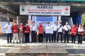 PMI Sulbar salurkan bantuan PT Ajinomoto Indonesia untuk korban gempa