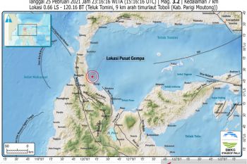 Gempa magnitudo 3,2 guncang Parigi Moutong