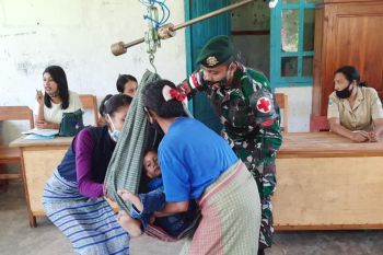 Satgas pamtas RI-RDTL  gelar posyandu di Timor Tengah Utara