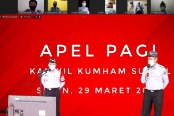 Jajaran Kanwil Kemenkumham Sulsel bahas perseroan perseorangan dalam apel pagi virtual