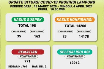 Jumlah kasus positif COVID-19 di Lampung bertambah 28