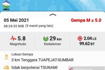 Getaran gempa Tuapejat terasa cukup kuat di Solok Selatan
