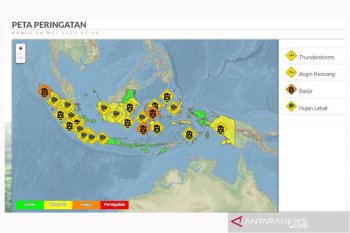 BMKG keluarkan peringatan dini terhadap sejumlah provinsi berpotensi hujan lebat disertai angin kencang