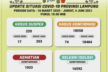 Kematian akibat COVID-19 Lampung bertambah enam menjadi 1.033 kasus
