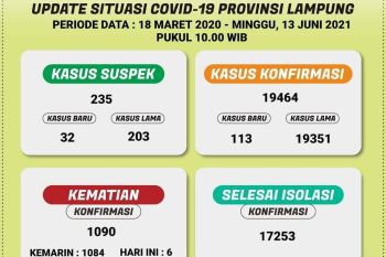 Pasien meninggal akibat COVID-19 di Lampung bertambah enam, positif 113 kasus