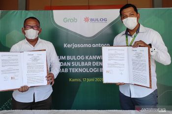 Bulog Sulselbar-Grab Indonesia bekerja sama penuhi pangan mitra pengemudi