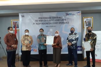 PT ASDP kantongi ISO 9001:2015 dan ISO 45001:2018