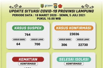 Kasus terkonfirmasi positif COVID-19 harian Lampung naik 306 kasus