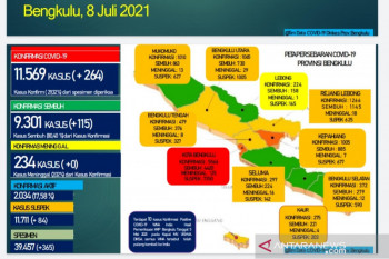 Dalam sepekan di Bengkulu 1.439 orang dinyatakan positif COVID-19