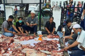PWI Sumsel bagikan daging kurban ke tukang becak