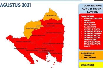 Hanya Mesuji dan Waykanan yang berzona oranye di Lampung
