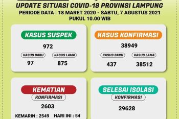 Dinkes: Kasus COVID-19 di Lampung bertambah 437 pasien