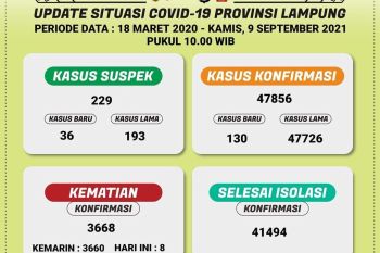 Dinkes laporkan penambahan 130 kasus COVID-19 di Lampung