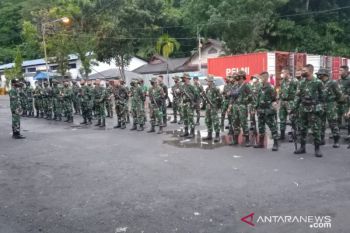 Sebanyak 57 prajurit TNI Satgas TMMD dari Manado tiba di Sangihe