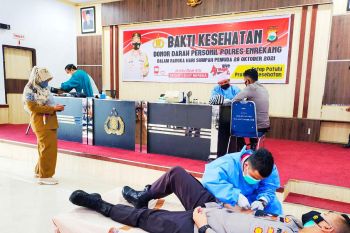 Sambut Sumpah Pemuda, Polres Enrekang gelar donor darah