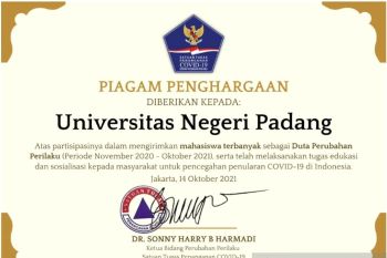 Satgas COVID-19 berikan penghargaan khusus pada UNP