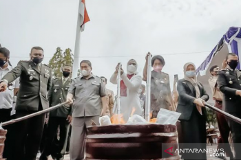 Kejari Karawang musnahkan ribuan lembar uang palsu dan narkotika
