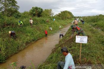 TNI bersama warga Wadio Nabire bersihkan saluran irigasi