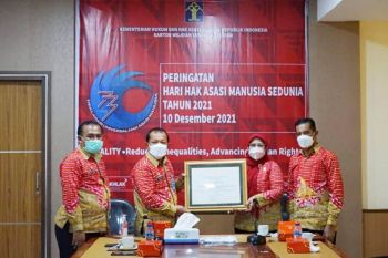 30 UPT Kemenkumham Sulsel dapat penghargaan Pelayanan Publik Berbasis HAM