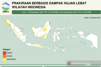 BMKG prakirakan hujan lebat di sejumlah wilayah di Indonesia