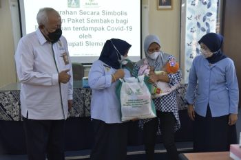 Sleman menyerahkan bantuan sembako bagi perempuan terdampak COVID-19