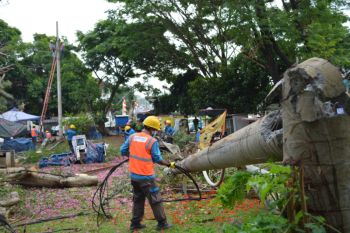 PLN Lampung perbaiki jaringan listrik rusak akibat cuaca ekstrem