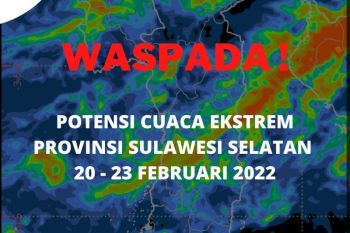 BMKG Sulsel keluarkan peringatan dini cuaca buruk 20-23 Februari 2022
