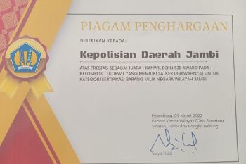 Polda Jambi terima penghargaan sertifikasi barang milik negara dari DJKN