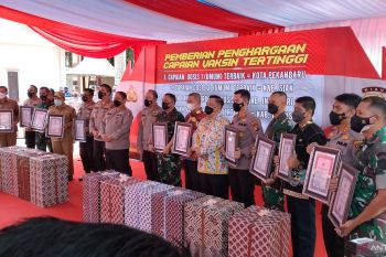 Sederet kabupaten/kota di Riau raih penghargaan capaian vaksinasi dari Wakapolri