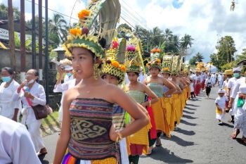 Tari sakral Rejang Pala dipentaskan saat ritual Ngusaba Dalem Nongan Karangasem