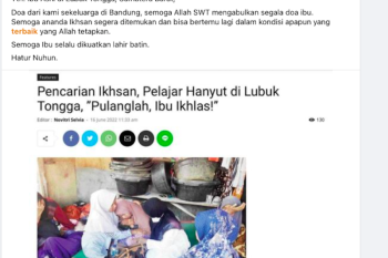 Ridwan Kamil ucapkan duka untuk ibu di Padang yang anaknya hanyut dan belum ditemukan jasadnya