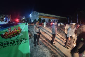 Jelang pembukaan Fornas VI, Jakabaring Sport City Palembang dijaga ketat petugas keamanan