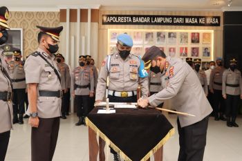 Kapolresta Bandarlampung  pimpin Sertijab dua Kapolsek