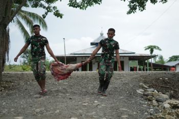 Dompet Dhuafa bersama TNI berjibaku mendistribusikan hewan kurban di perbatasan Papua