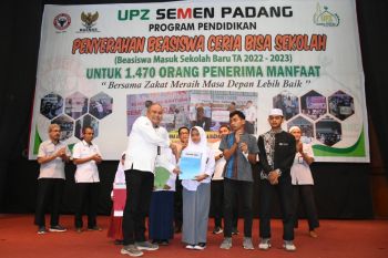 UPZ Baznas Semen Padang salurkan beasiswa pendidikan Rp1,4 miliar