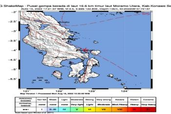 Gempa dangkal guncang Moramo Utara Konawe Selatan