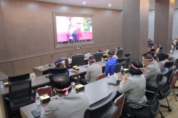 Kapolda Lampung dan jajaran ikuti kegiatan Kirab Merah Putih Tahun 2022