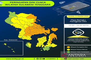 Beberapa wilayah di Sultra berpotensi hujan hingga Selasa sore