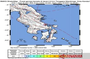 Gempa dangkal kedalaman10 km mengguncang wilayah Mandonga Kendari