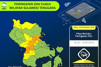 Sembilan kabupaten di Sultra berpotensi hujan sedang