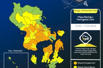 Seluruh wilayah di Sultra berpotensi hujan