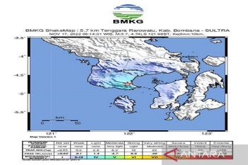 Gempa dangkal 10 km buat panik warga Rarowatu Bombana