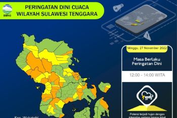 Hampir seluruh kabupaten/kota di Sultra berpotensi diguyur hujan