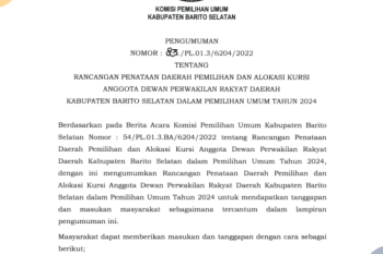 Alokasi Kursi Anggota DPRD Barito Selatan 2024