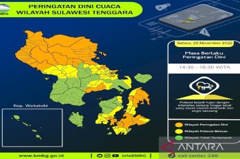 BMKG sebut cuaca di Sultra masih berpotensi hujan sedang