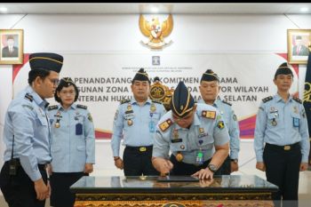 Kemenkumham Sumsel bersama 28 UPT serentak canangan zona integritas