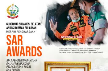 Gubernur Sulsel raih penghargaan SAR Awards dari Basarnas