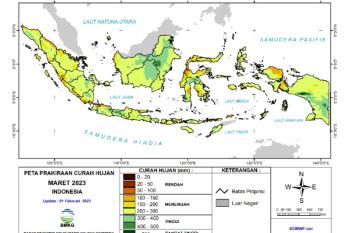 Sejumlah wilayah berpotensi hujan dan angin kencang
