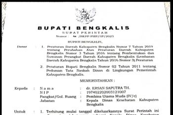 Bupati Kasmarni  tunjuk Ersan Saputra Plt Sekda Bengkalis